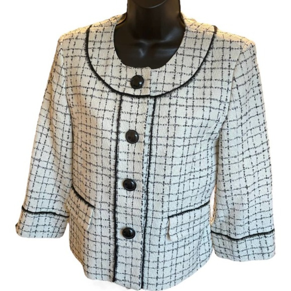 Kasper Classic Tweed Professional Blazer 3/4 Sleeve Sz 8 - Picture 1 of 8